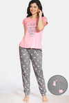 Zivame Pretty Pigs Cotton Pyjama Set - Wild Dove — thumbnail 1